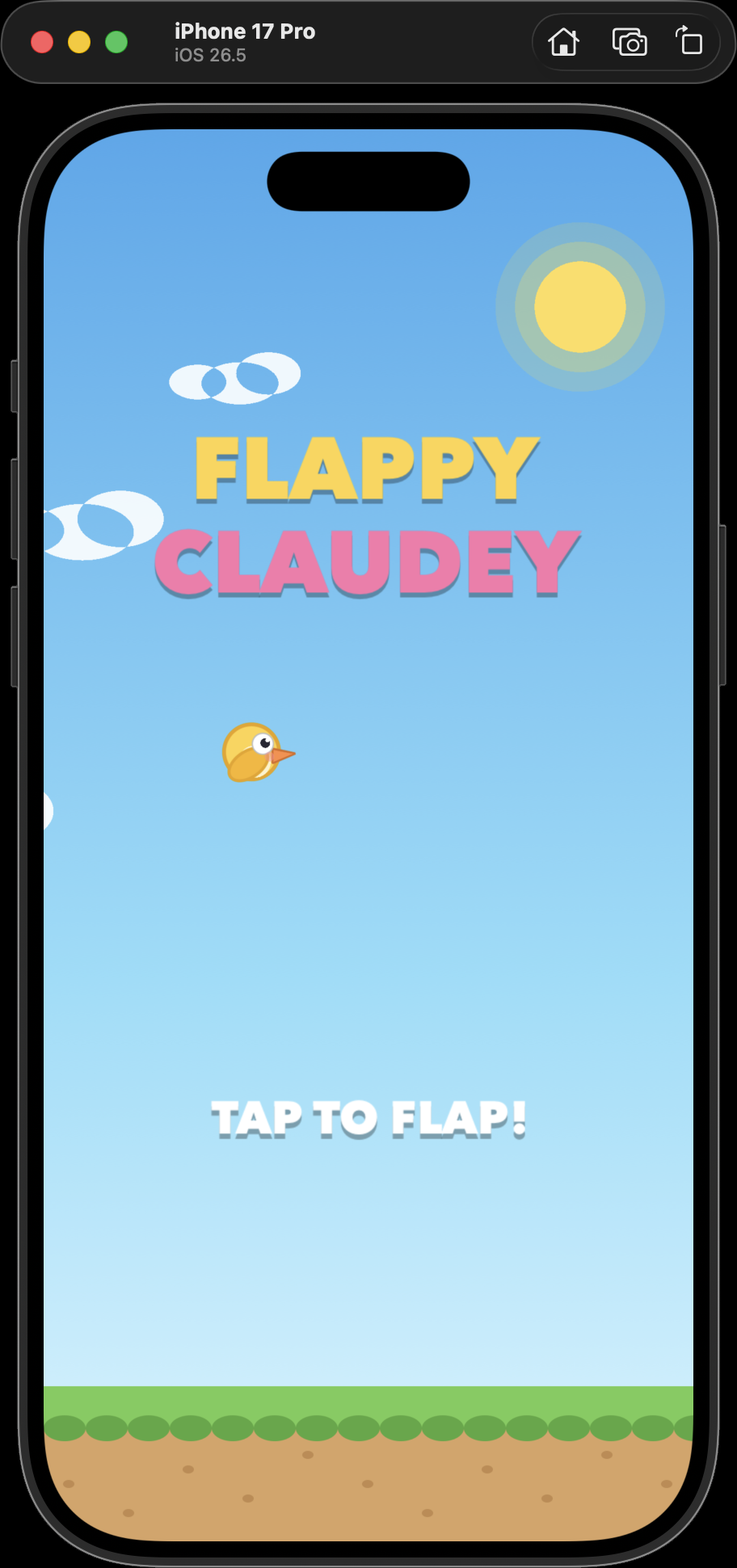 Flappy Claudey in the Simulator