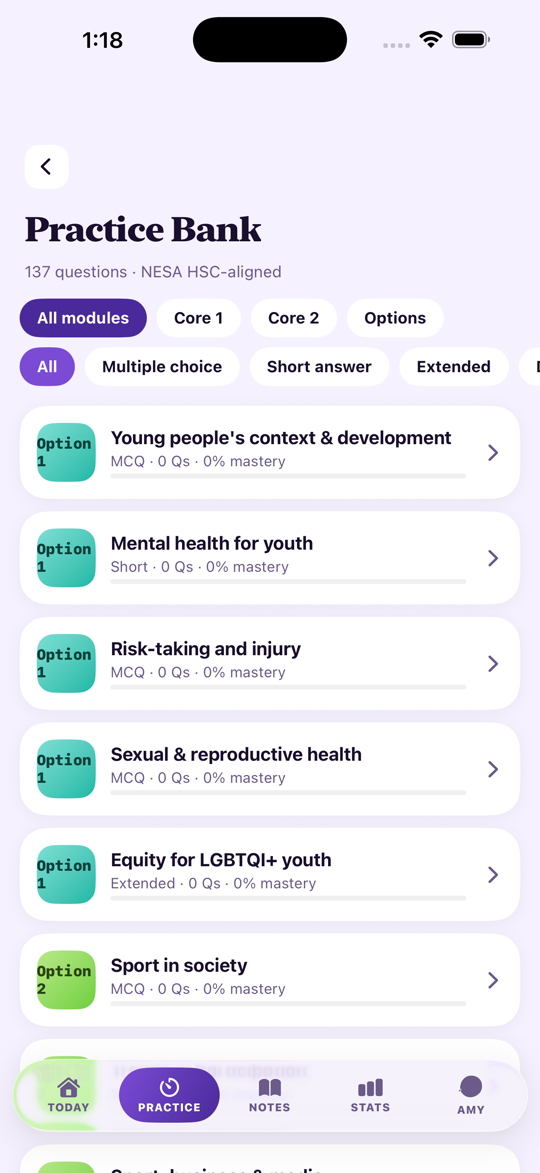 HSC Study PDHPE — Practice Bank