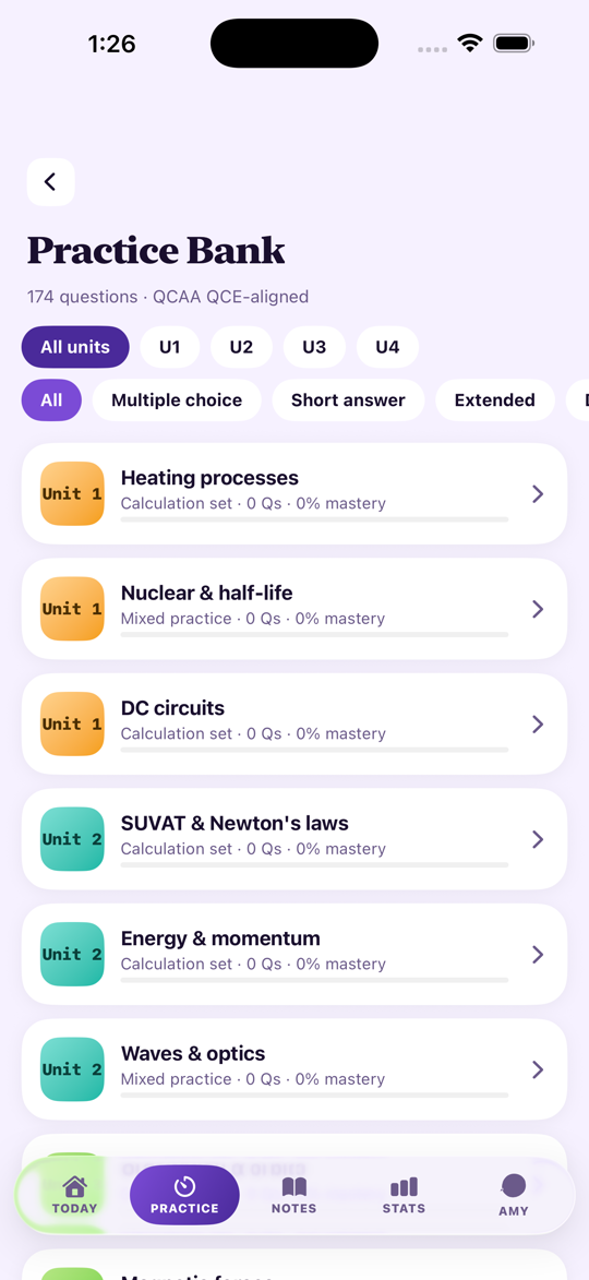 QCAA Study Physics — Practice Bank