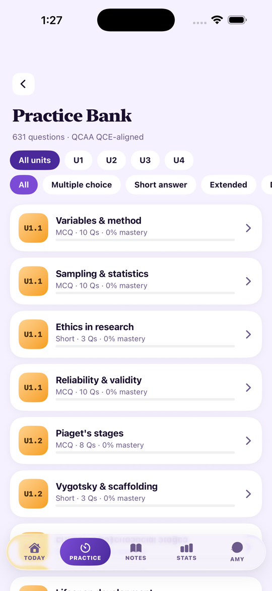 QCAA Study Psychology — Practice Bank