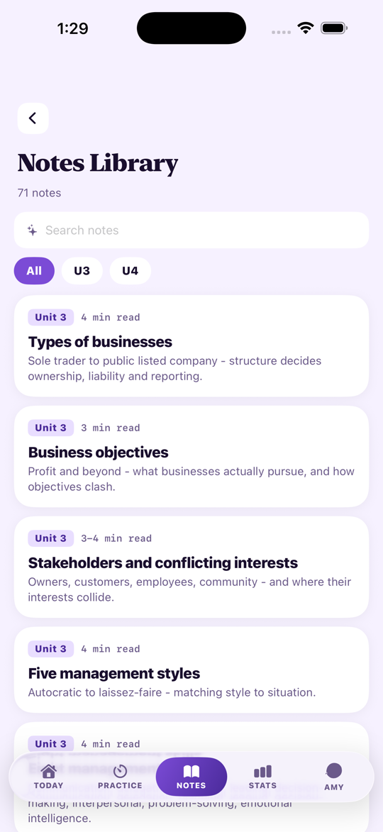 VCE Study Business Management — Notes