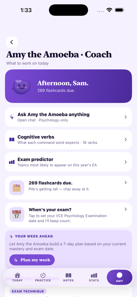 VCE Study Psychology — Amy the Amoeba